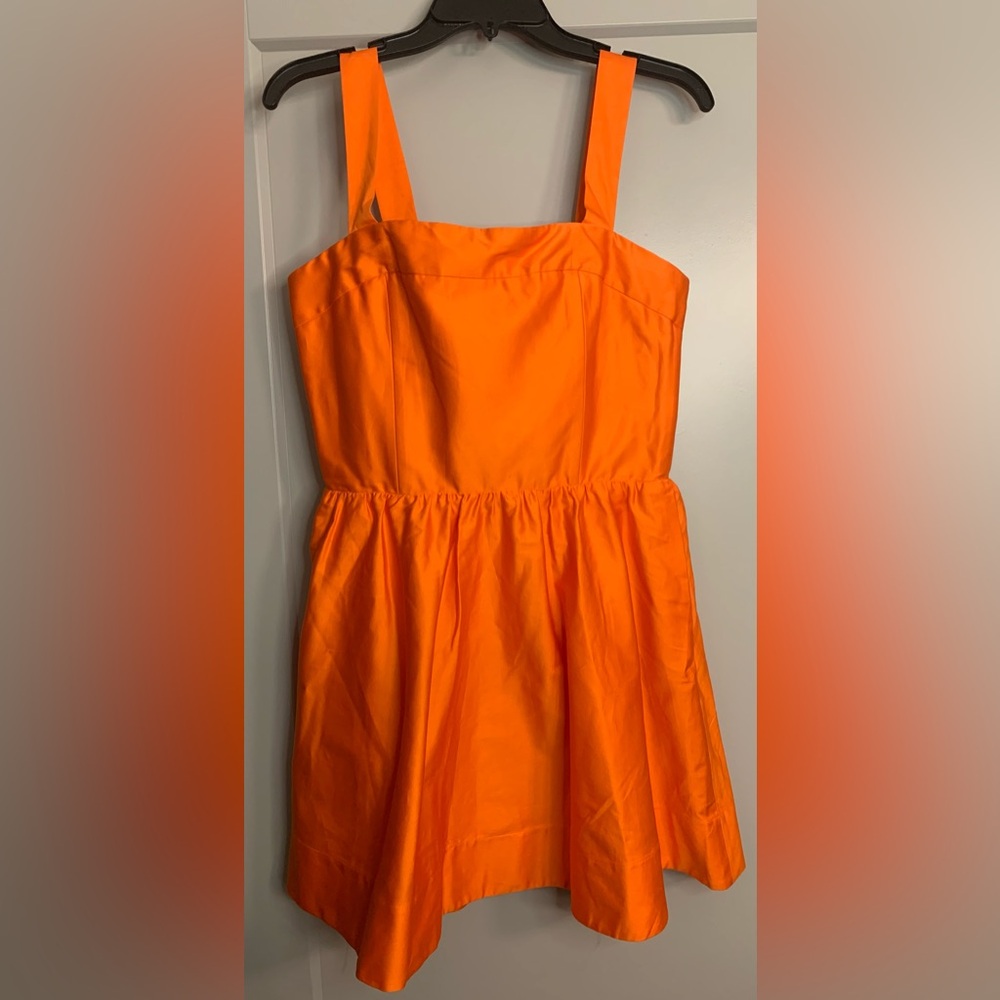 NWOT Alice + Olivia Saige Tie Back Mini Dress Size 12 Monarch Orange Cotton - Picture 12 of 16